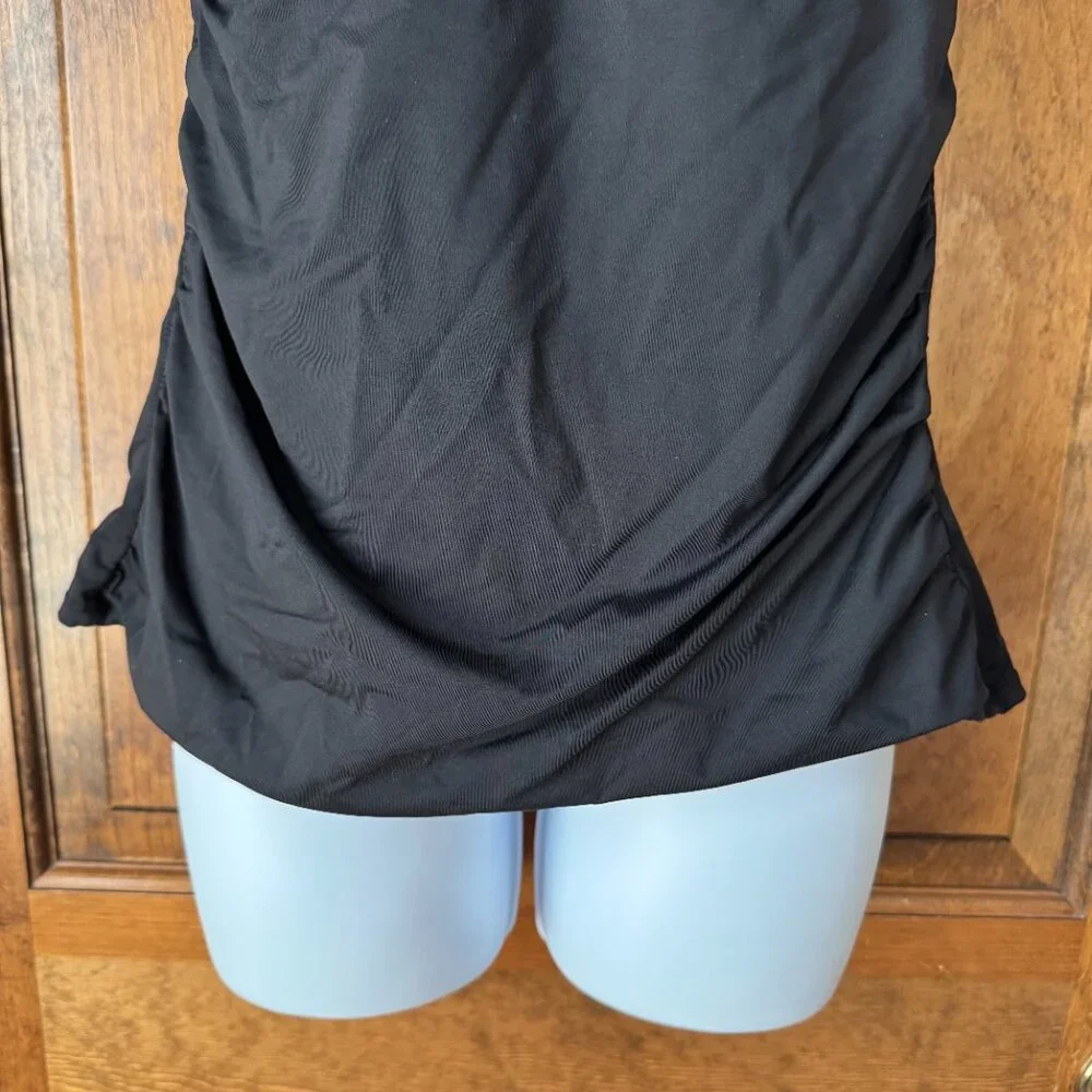 Anne Cole Black Tankini Top w/Removable Strap Large